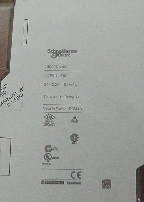 NIB SCHNEIDER MODICON 140CPS21400 DC PS 24V, 8A, PV: 03