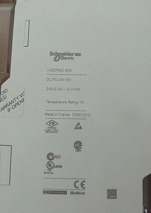 NIB SCHNEIDER MODICON 140CPS21400 DC PS 24V, 8A, PV: 03