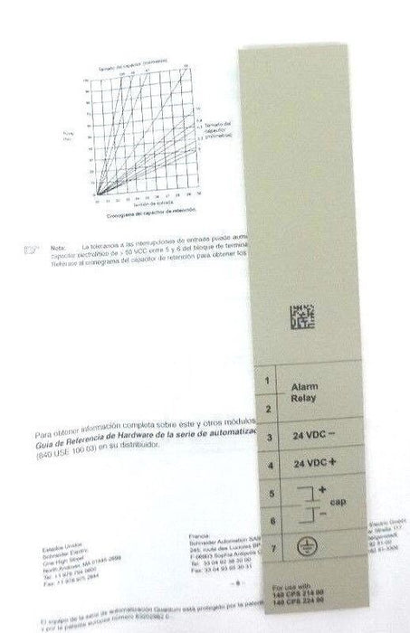 NIB SCHNEIDER MODICON 140CPS21400 DC PS 24V, 8A, PV: 03