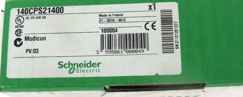 NIB SCHNEIDER MODICON 140CPS21400 DC PS 24V, 8A, PV: 03