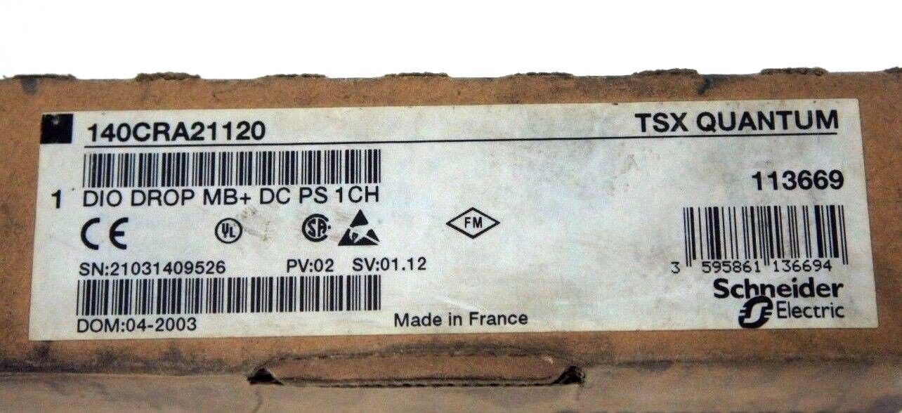 NIB SCHNEIDER MODICON 140CRA21120 DIO DROP MB+ DC PS 1CH MODULE 140-CRA-211-20
