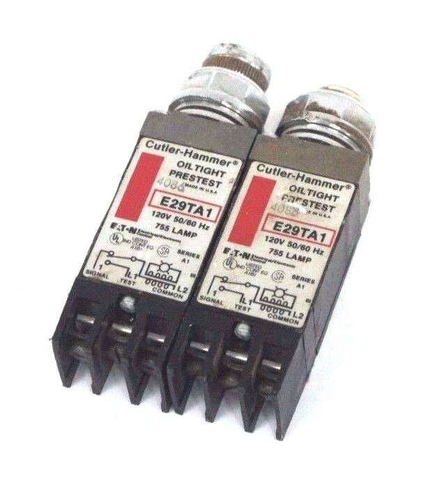 LOT OF 2 CUTLER HAMMER E29TA1 OILTIGHT PRESTEST INDICATORS 120V 50/60HZ
