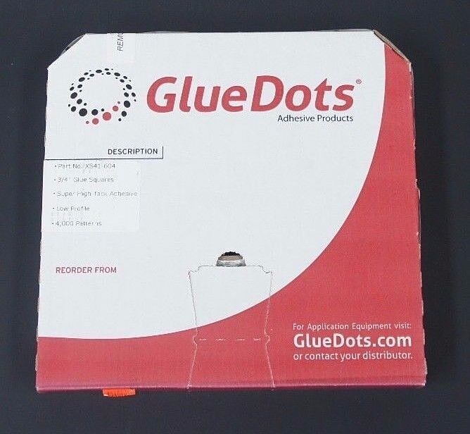 NIB GLUE DOTS XS41-604, 3/4" GLUE SQUARES 4,000 PATTERNS