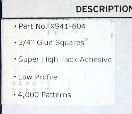 NIB GLUE DOTS XS41-604, 3/4" GLUE SQUARES 4,000 PATTERNS