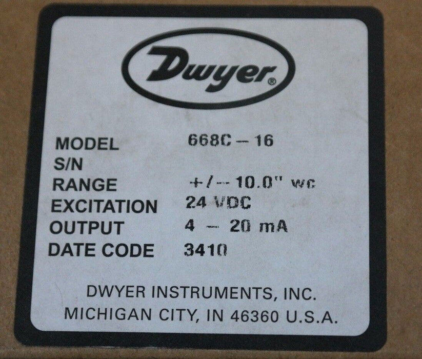 DWYER 668C-16 COMPACT DIFFERENTIAL PRESSURE TRANSMITTER 668C-1634 10 4416420