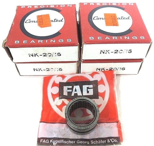 LOT OF 4 NIB CONSOLIDATED BEARINGS NK-20/16 BEARINGS 20MM ID 28MM OD 16MM WIDTH