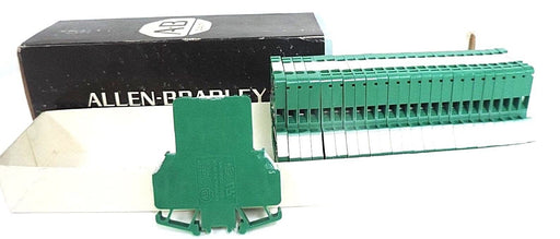 BOX OF 25 NEW ALLEN BRADLEY 1492-H2G SER. B GREEN TERMINAL BLOCKS 1492H2G