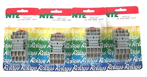 LOT OF 4 NIB NTE R95-117 RELAY SOCKETS 14-PIN, MINI SOCKET, 300V, 10A, 0242X