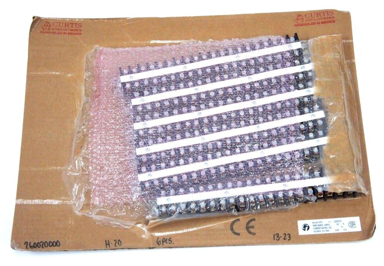 LOT OF 6 NIB CI CURTIS 260020000 BLOCK TYPE H-SERIES H-20, 600V, 75A, 16-4AWG