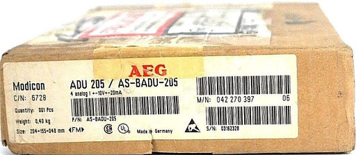 NIB AEG MODICON ADU 205 / AS-BADU-205 4-ANALOG MODULE C/N: 6728 REV. 06