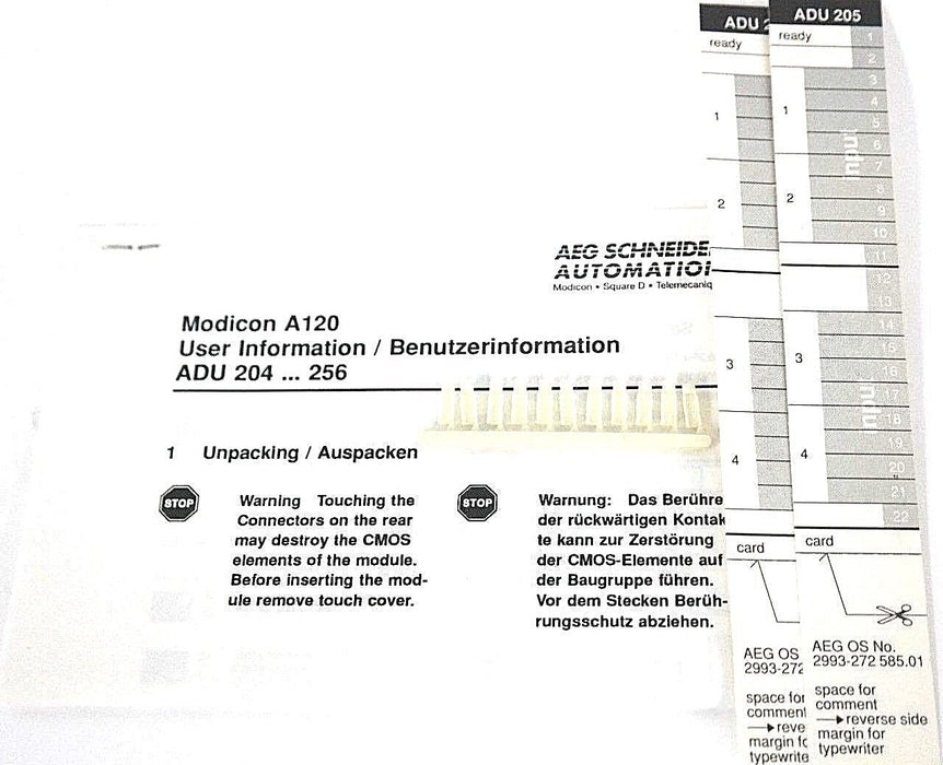 NIB AEG MODICON ADU 205 / AS-BADU-205 4-ANALOG MODULE C/N: 6728 REV. 06