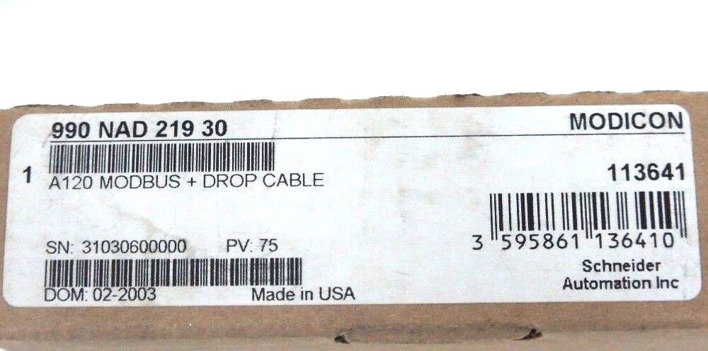 NIB MODICON 990NAD21930 A120 MODBUS + DROP CABLE PV: 75, 113641