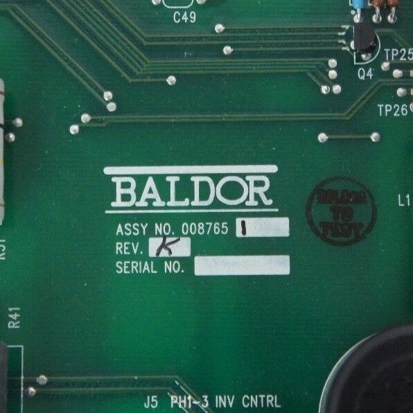 NEW BALDOR 1087671 REV. A INTERFACE BOARD ASSY NO: 0087651 REV. K, 96000.293