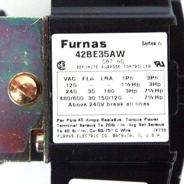 NIB FURNAS 42BE35AW MAGNETIC CONTACTOR 3 POLE, FL 30 RES 40, 250VDC