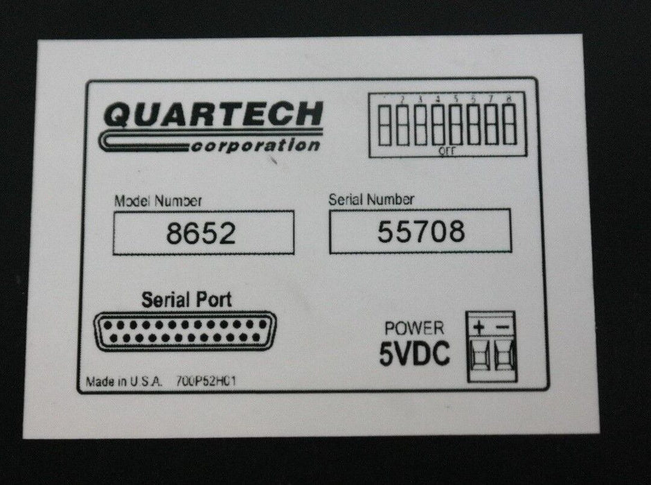 QUARTECH 8652 PLC PROGRAMMING INTERFACE 16-KEY 5VDC