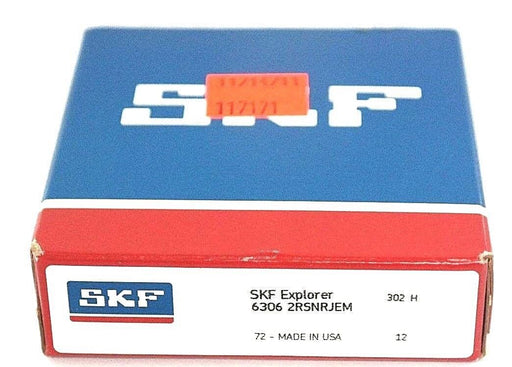 NIB SKF 63062RSNRJEM BALL BEARING 2SEAL 72X30X19MM SNAP RING 6306 2RSNRJEM