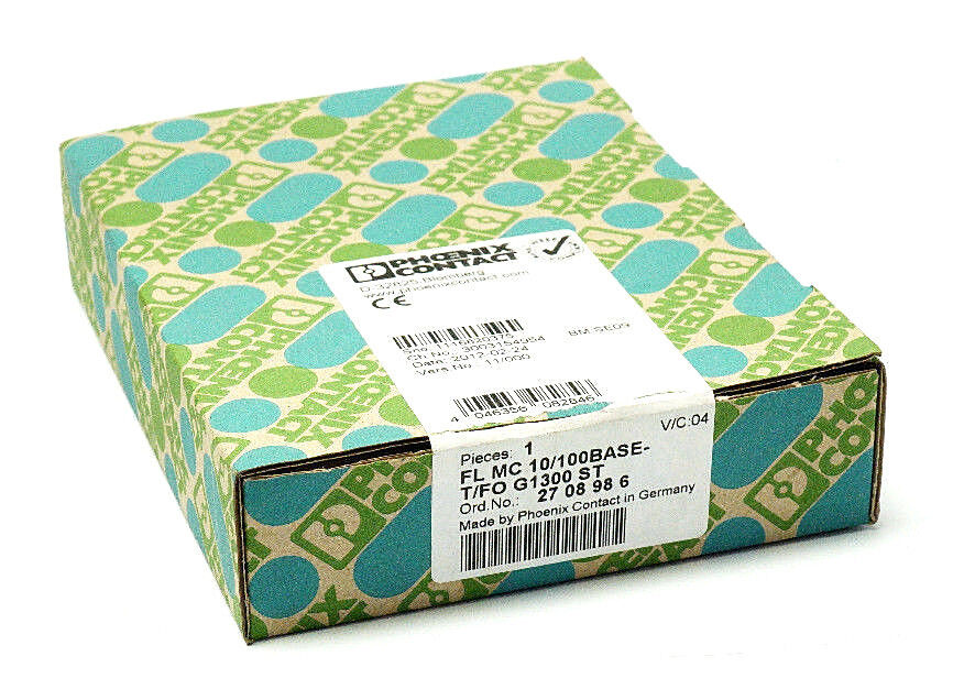 NIB PHOENIX CONTACT FL MC 10/100BASE-T/FO G1300 ST - 2708986 FO CONVERTER V/C 04
