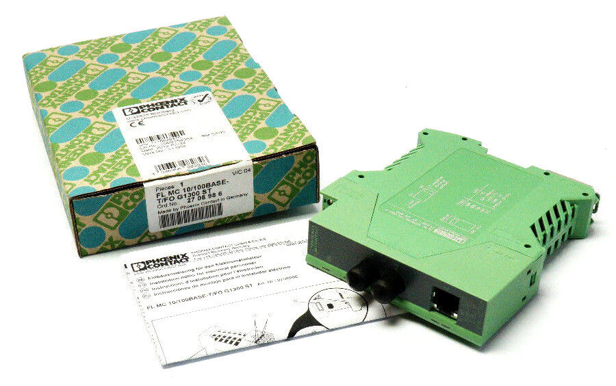 NIB PHOENIX CONTACT FL MC 10/100BASE-T/FO G1300 ST - 2708986 FO CONVERTER V/C 04