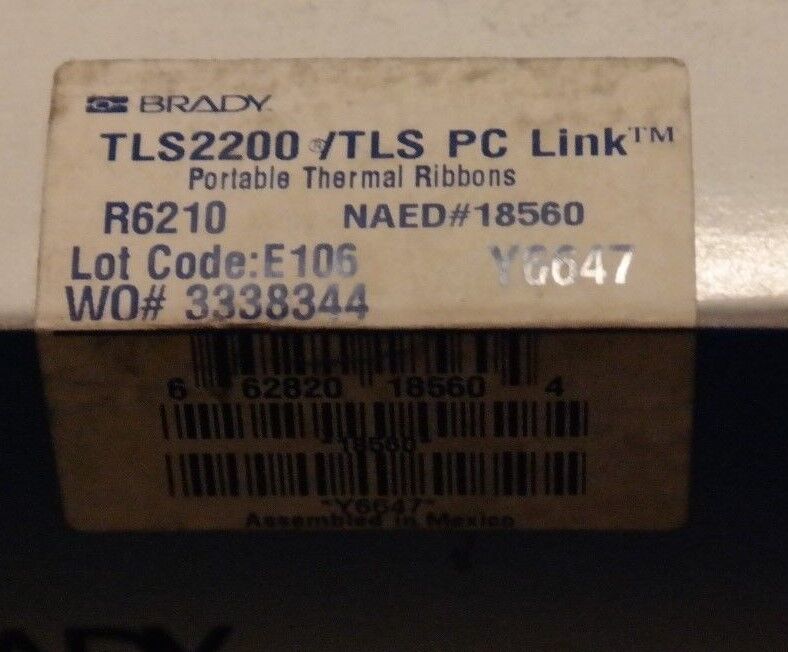 LOT OF 2 NEW BRADY TLS2200 / TLS PC LINK THERMAL PRINTER RIBBONS R6210, 18560