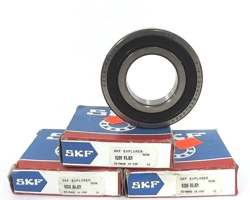 LOT OF 3 NIB SKF 6208-RSJEM DEEP GROOVE BALL BEARINGS 6208RSJEM, 6208-RS1/C3
