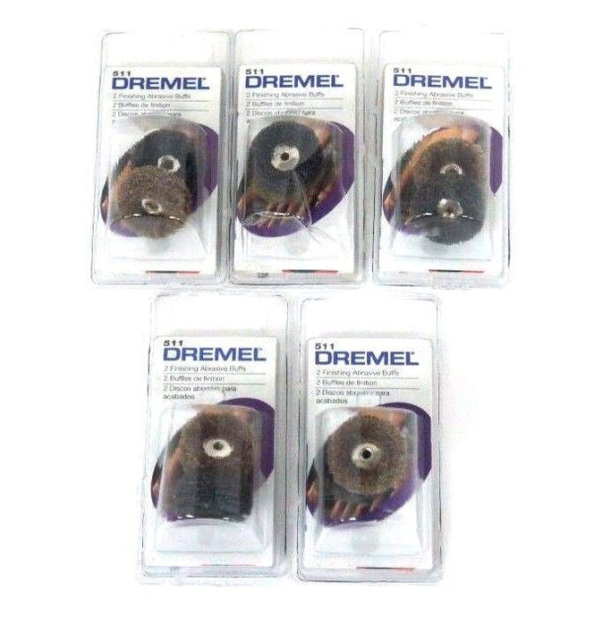 BOX OF 5 NEW DREMEL 511 FINISHING ABRASIVE BUFF WHEEL KITS 180&280 GRIT 5000511