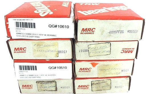 LOT OF 8 NIB MRC 208SFFCG BALL BEARINGS W/SNAP RING 40X80MM 1-3/16IN