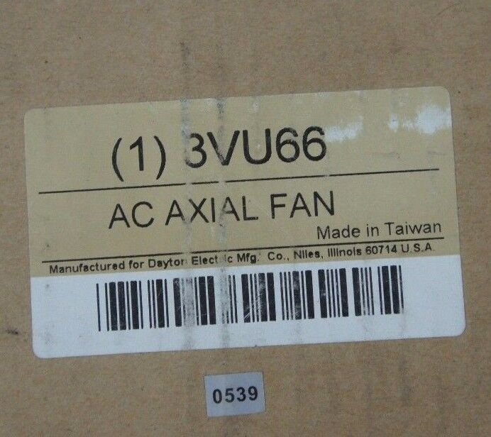 NIB DAYTON 3VU66 AC AXIAL FAN 355 CFM 3250 RPM, 0.27AMP, 30WATT, 115V