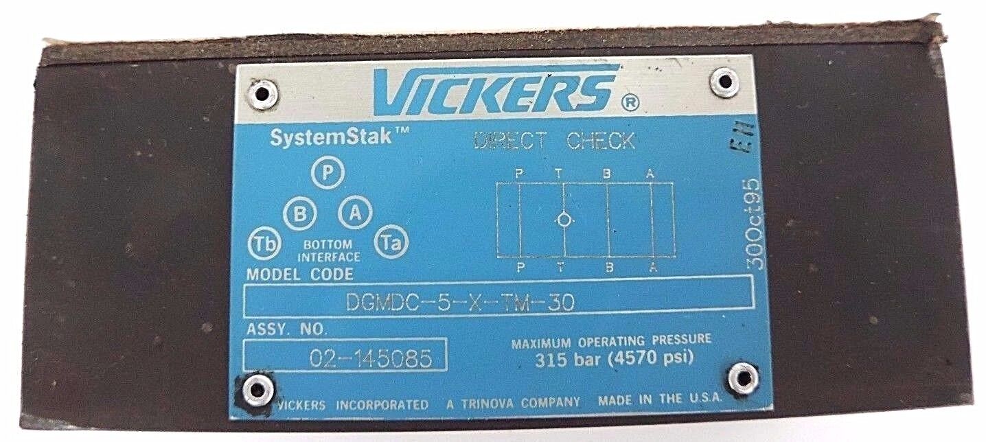 NEW VICKERS DGMDC-5-X-TM-30 DIRECT CHECK VALVE SYSTEMSTAK 300CT95, 02-145085