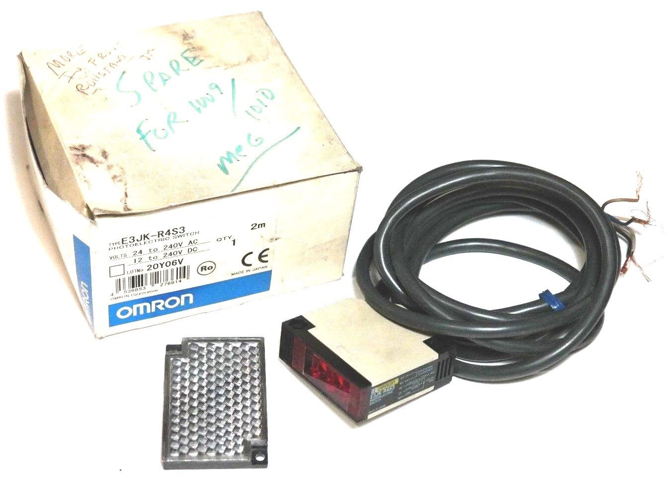 OMRON E3JK-R4S3 PHOTOELECTRIC SWITCH 2M, 24-240VAC,12-240VDC, E3JKR4S3