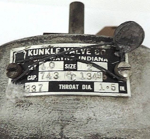 KUNKLE VALVE SET 10, SIZE 2, CAP. 743 AC 13495, FIG NO. 337, THROAT DIA. 1-5IN.