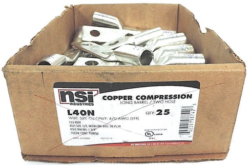 NEW NSI L40N COPPER COMPRESSION LONG BARREL, TWO HOLE, PURPLE - QTY 26