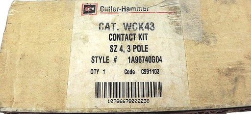 NIB CUTLER HAMMER WCK43 CONTACT KIT SIZE 4, 3 POLE, STYLE# 1A96740G04