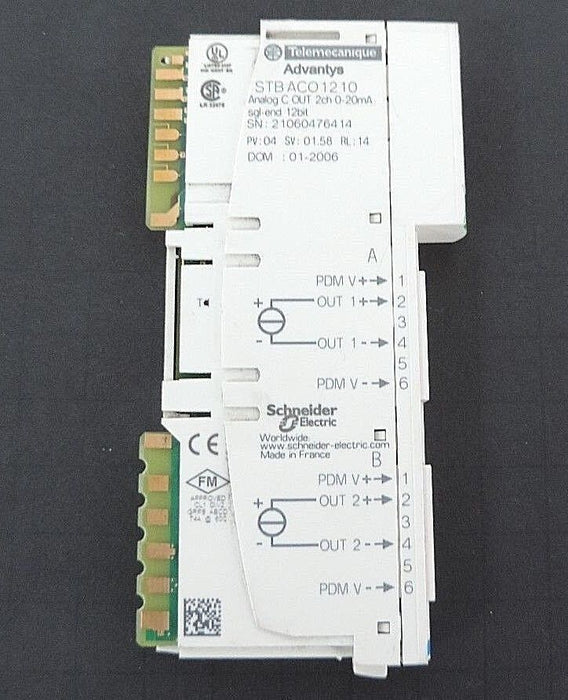 TELEMECANIQUE STBACO1210 ANALOG C OUT 2CH 0-20MA SGL-END 12BIT ADVANTYS