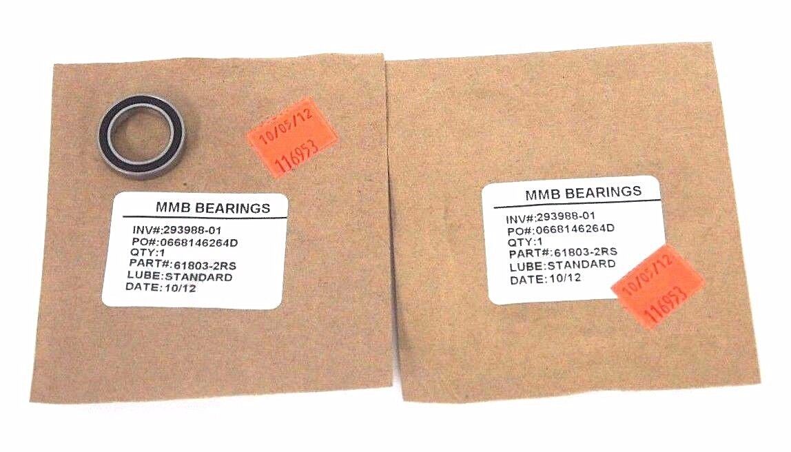 LOT OF 2 NEW MMB 61803-2RS BALL BEARINGS 618032RS