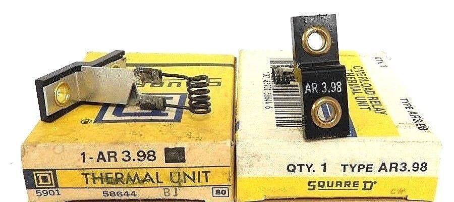 LOT OF 2 NIB SQUARE D AR3.98 THERMAL OVERLOAD RELAYS AR398