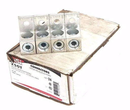 BOX OF 4 NEW NSI 250T CONNECTORS SINGLE LUG-AL DUAL RATED