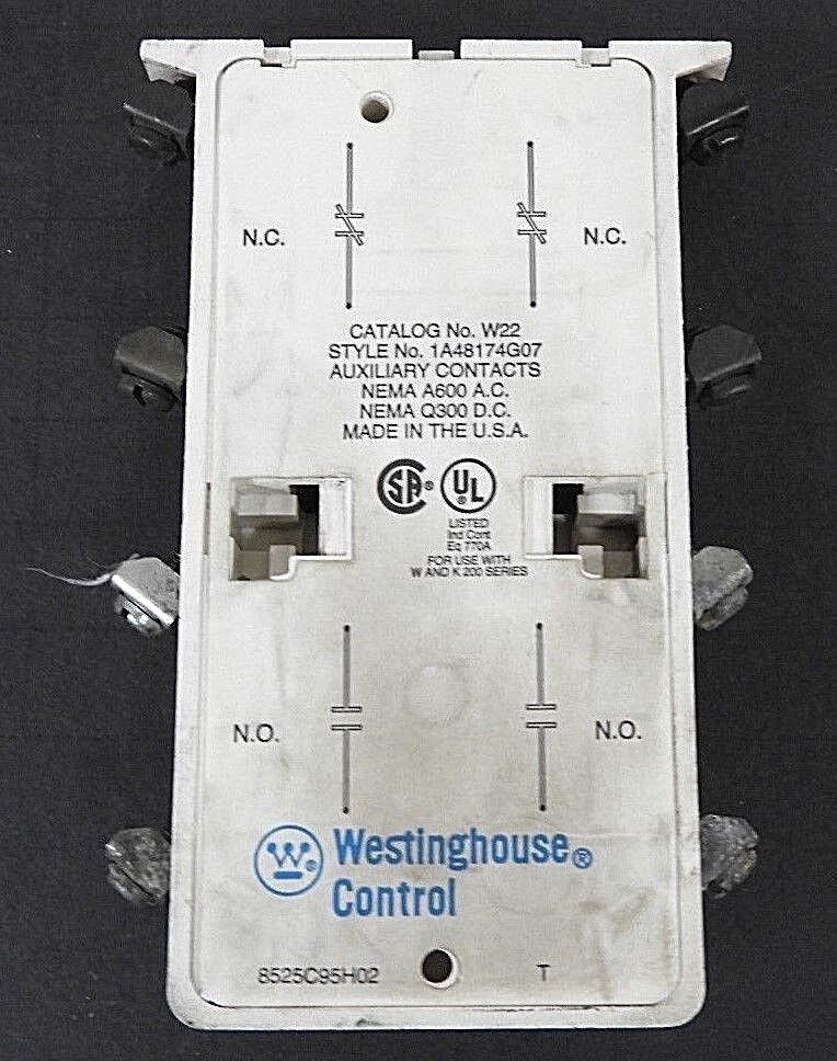 WESTINGHOUSE W22 AUXILIARY CONTACT STYLE: 1A48174G07