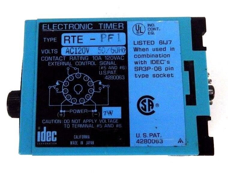 IDEC RTE-PF1 ELECTRONIC TIMER 120V, 50/60HZ, 0-10S, RTEPF1