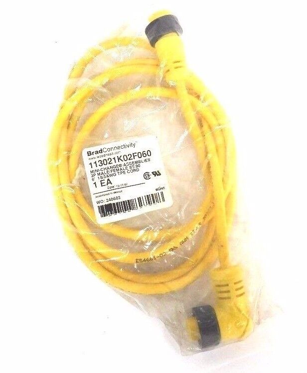 NIB BRAD HARRISON 113021K02F060 MINI CHANGE CORDSET 3P MALE/FEMALE ST 90
