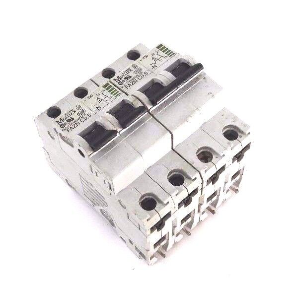 LOT OF 2 KLOCKNER MOELLER FAZN C0.5 N 2POLE CIRCUIT BREAKERS FAZN-C0.5-N