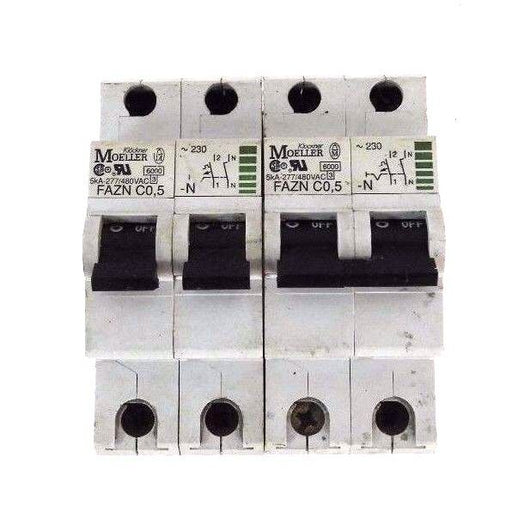 LOT OF 2 KLOCKNER MOELLER FAZN C0.5 N 2POLE CIRCUIT BREAKERS FAZN-C0.5-N