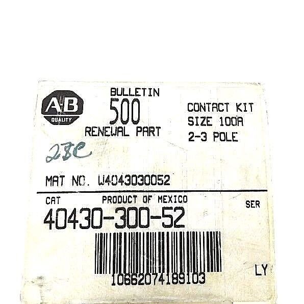 NIB ALLEN BRADLEY 40430-300-52 CONTACT KIT SIZE 100A, 2-3 POLE, 4043030052