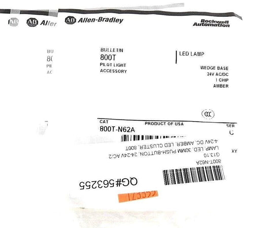 LOT OF 3 NEW ALLEN BRADLEY 800T-N62A LED LAMP AMBER WEDGE BASE 24V, SER. C
