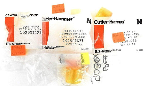 LOT OF 4 NEW CUTLER HAMMER 10250TC23 LENS BUTTON PLASTIC YELLOW