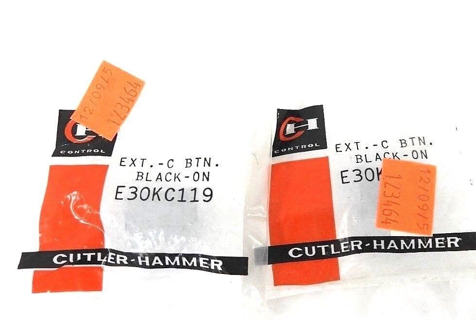 LOT OF 2 NIB CUTLER HAMMER E30KC119 PUSHBUTTON REPLACEMENT BLACK ON