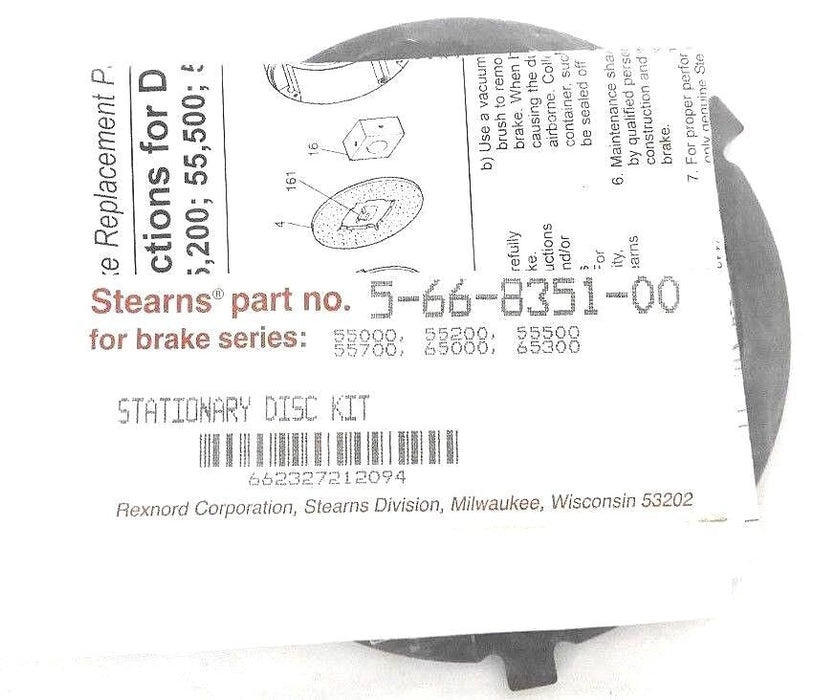 NEW STEARNS 5-66-8351-00 STATIONARY DISC KIT 566835100