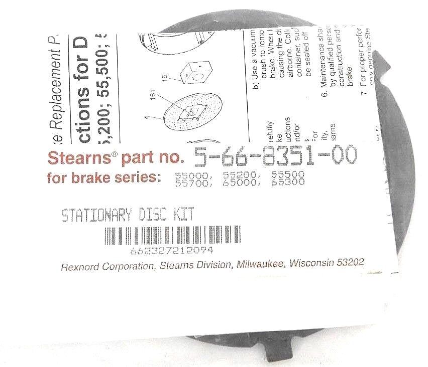 NEW STEARNS 5-66-8351-00 STATIONARY DISC KIT 566835100