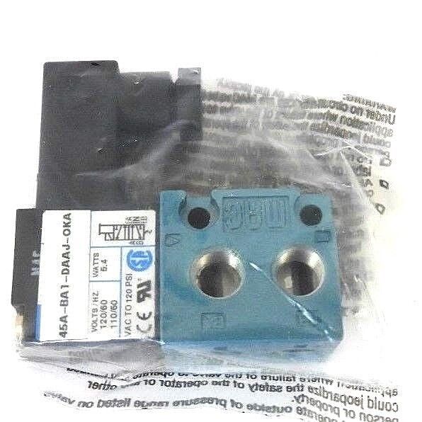 NIB MAC 45A-BA1-DAAJ-0KA SOLENOID VALVE 110/120VAC, 5.4W, 120PSI