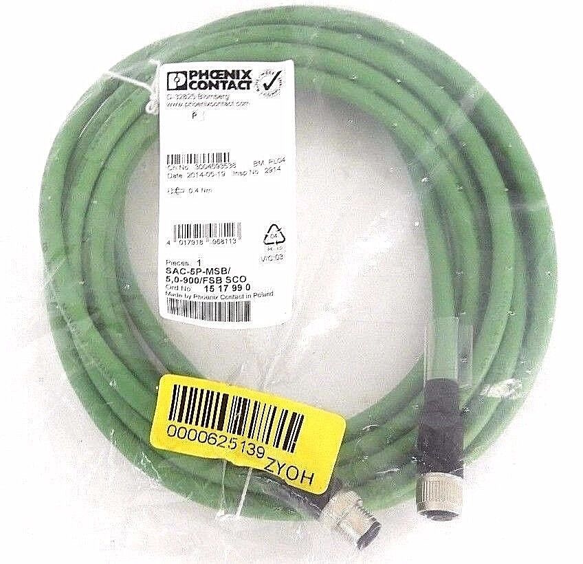 NEW PHOENIX CONTACT SAC-5P-MSB/5,0-900/FSB SCO CABLE ORD. NO. 1517990