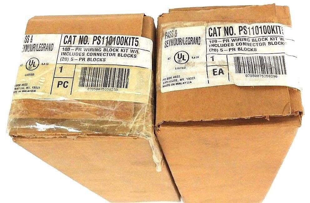 LOT OF 2 NEW PASS & SEYMOUR LEGRAND PS110100KIT5 100-PR WIRING BLOCK KIT